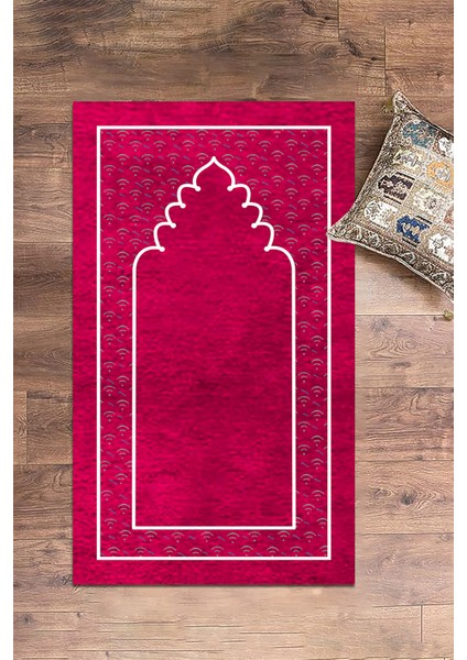 Dijital Baskılı Yıkanabilir Sade Desen Namazlık Seccade 70X130 Cm, Seccade-11-Pembe,