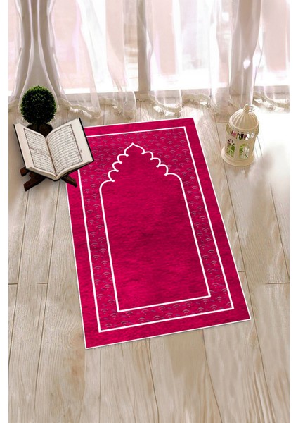 Dijital Baskılı Yıkanabilir Sade Desen Namazlık Seccade 70X130 Cm, Seccade-11-Pembe,