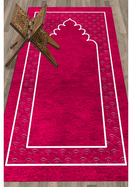 Dijital Baskılı Yıkanabilir Sade Desen Namazlık Seccade 70X130 Cm, Seccade-11-Pembe,