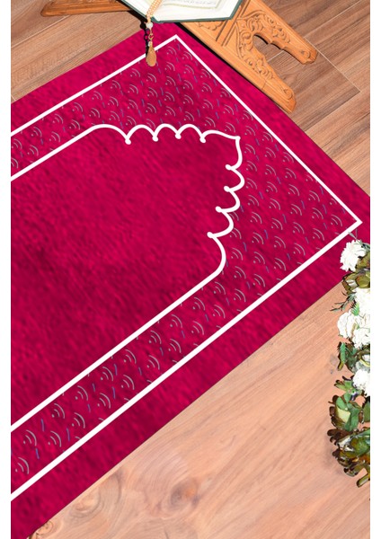 Dijital Baskılı Yıkanabilir Sade Desen Namazlık Seccade 70X130 Cm, Seccade-11-Pembe,