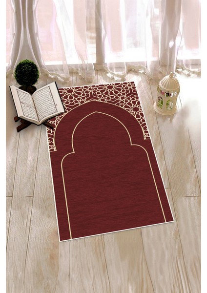 Dijital Baskılı Yıkanabilir Motifli Namazlık Seccade 70X130 Cm, Seccade-15-Kırmızı,