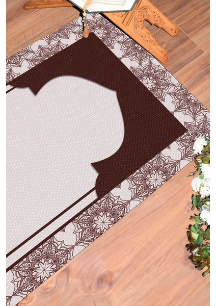 Dijital Baskılı Yıkanabilir Hediyelik Namazlık Seccade 70X130CM, Seccade-25-Kahve,