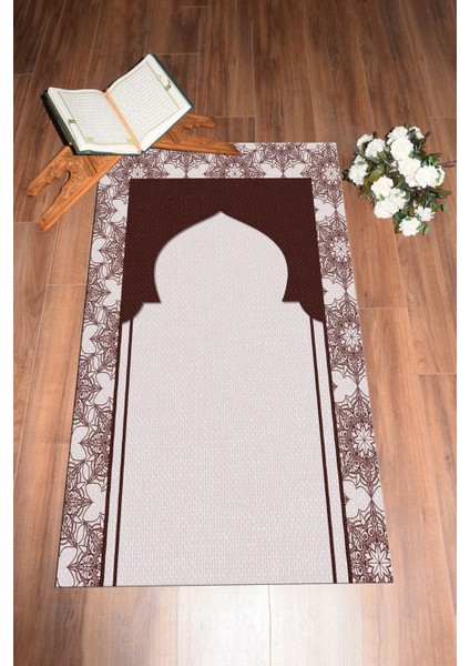 Dijital Baskılı Yıkanabilir Hediyelik Namazlık Seccade 70X130CM, Seccade-25-Kahve,