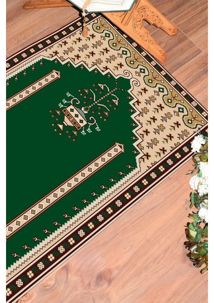 Dijital Baskılı Yıkanabilir Klasik Motifli Namazlık Seccade 70X130, Seccade-31-Yeşil, fiyatları
