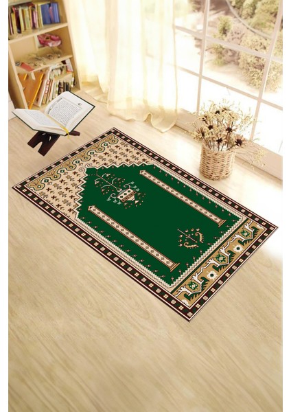 Dijital Baskılı Yıkanabilir Klasik Motifli Namazlık Seccade 70X130, Seccade-31-Yeşil, indirimleri