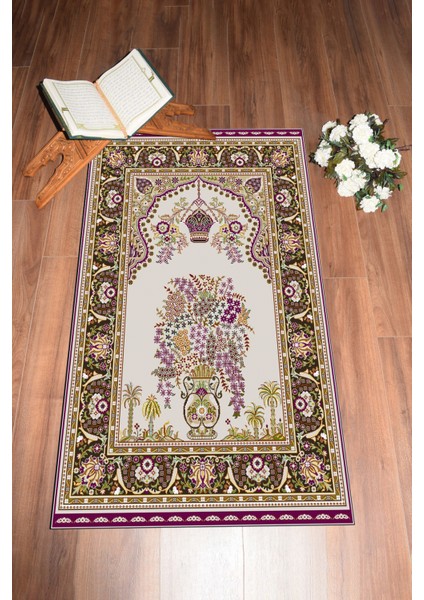 Dijital Baskılı Yıkanabilir Klasik Desen Hediyelik Namazlık Seccade 70X130, Seccade-29-Mor, modelleri