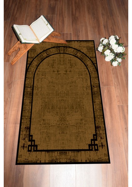 Dijital Baskılı Yıkanabilir Sade Desen Hediyelik Namazlık Seccade 70X130, Seccade-39-Kahve,