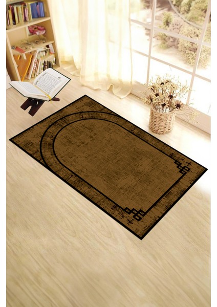 Dijital Baskılı Yıkanabilir Sade Desen Hediyelik Namazlık Seccade 70X130, Seccade-39-Kahve,