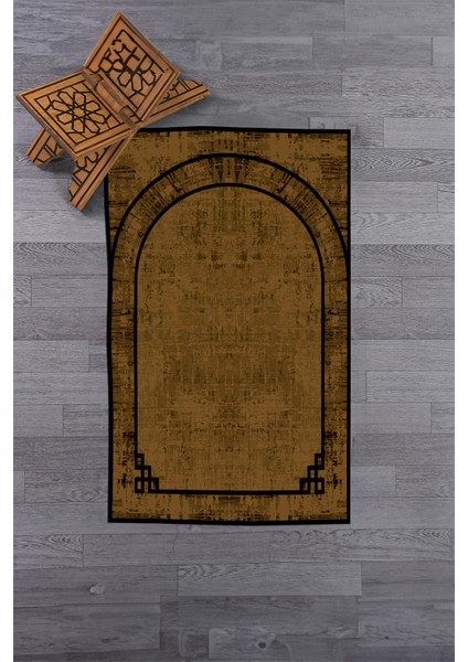 Dijital Baskılı Yıkanabilir Sade Desen Hediyelik Namazlık Seccade 70X130, Seccade-39-Kahve,