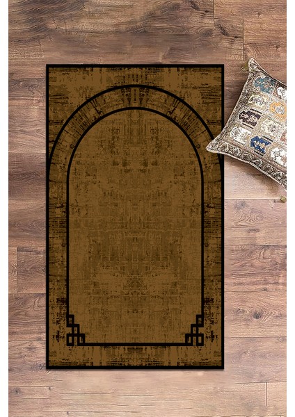 Dijital Baskılı Yıkanabilir Sade Desen Hediyelik Namazlık Seccade 70X130, Seccade-39-Kahve,