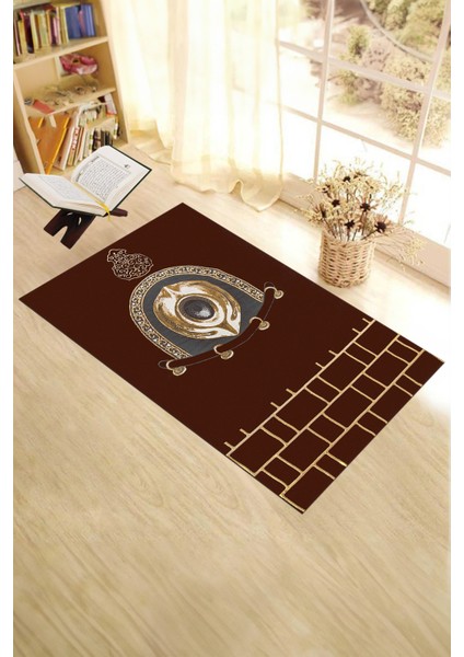 Dijital Baskılı Yıkanabilir Şık Tasarım Namaz Halısı Seccade 70X130CM, Seccade-49-Kırmızı,