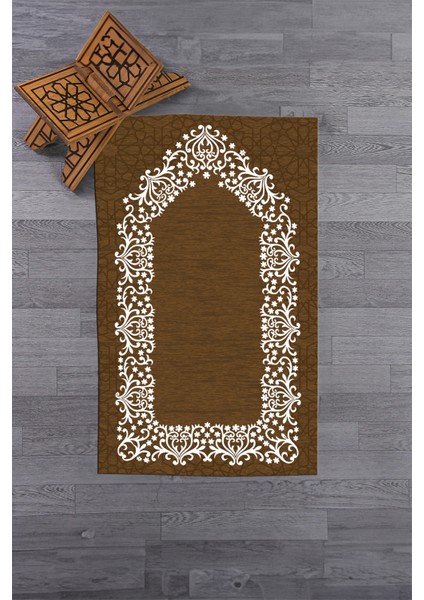 Dijital Baskılı Yıkanabilir Sade Şık Namazlık Seccade 70X130 Cm, Seccade-12-Kahve,