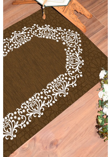 Dijital Baskılı Yıkanabilir Sade Şık Namazlık Seccade 70X130 Cm, Seccade-12-Kahve, indirimleri