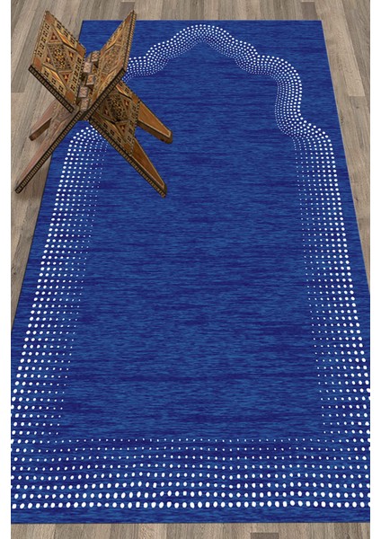Dijital Baskılı Yıkanabilir Hediyelik Namazlık Seccade 70X130 Cm, Seccade-13-Mavi,