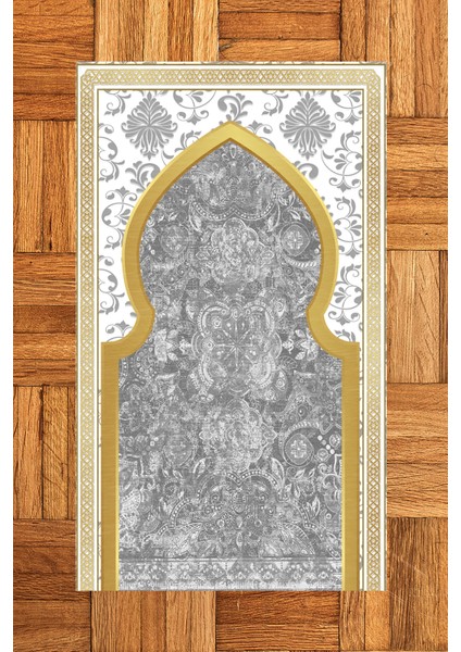 Dijital Baskılı Yıkanabilir Motifli Hediyelik Namazlık Seccade 70X130CM, Seccade-26-Gri,