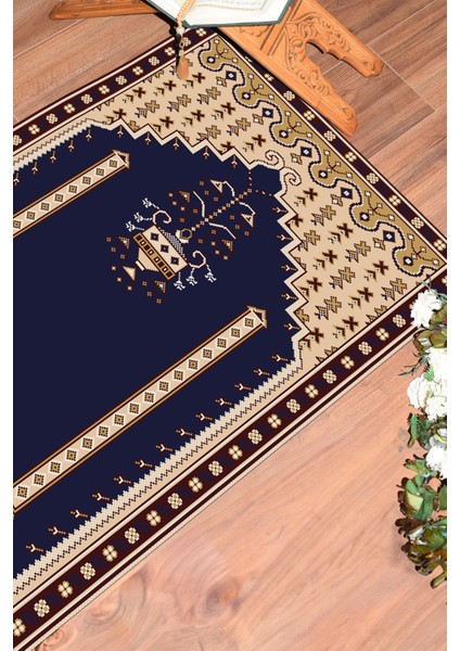 Dijital Baskılı Yıkanabilir Klasik Motifli Namazlık Seccade 70X130, Seccade-31-Lacivert, fiyatları