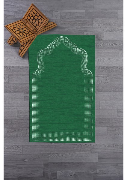 Dijital Baskılı Yıkanabilir Hediyelik Namazlık Seccade 70X130 Cm, Seccade-13-Yeşil,