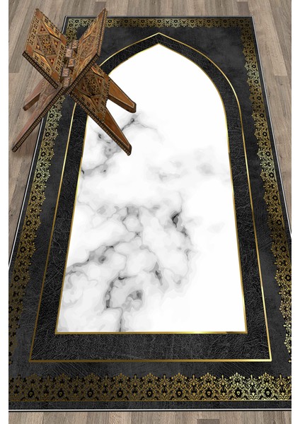 Dijital Baskılı Kaymaz Taban Yıkanabilir Modern Namazlık Seccade 70X130, Seccade-20-Gri, modelleri