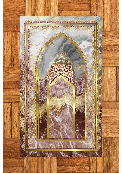 Dijital Baskılı Yıkanabilir Mermer Desen Hediyelik Namazlık Seccade 70X130, Seccade-36-Kırmızı,