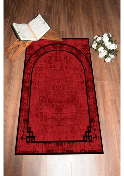 Dijital Baskılı Yıkanabilir Sade Desen Hediyelik Namazlık Seccade 70X130, Seccade-39-Kırmızı,