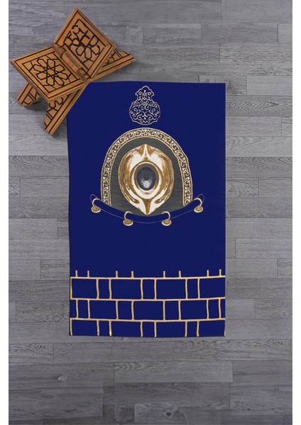 Dijital Baskılı Yıkanabilir Şık Tasarım Namaz Halısı Seccade 70X130CM, Seccade-49-Mavi,