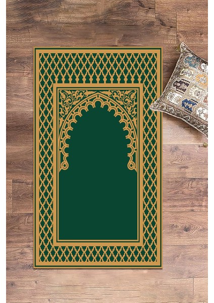 Dijital Baskılı Yıkanabilir Silinebilir Modern Namazlık Seccade 70X130 Cm, Seccade-07-Yeşil,