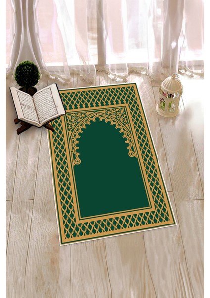 Dijital Baskılı Yıkanabilir Silinebilir Modern Namazlık Seccade 70X130 Cm, Seccade-07-Yeşil,