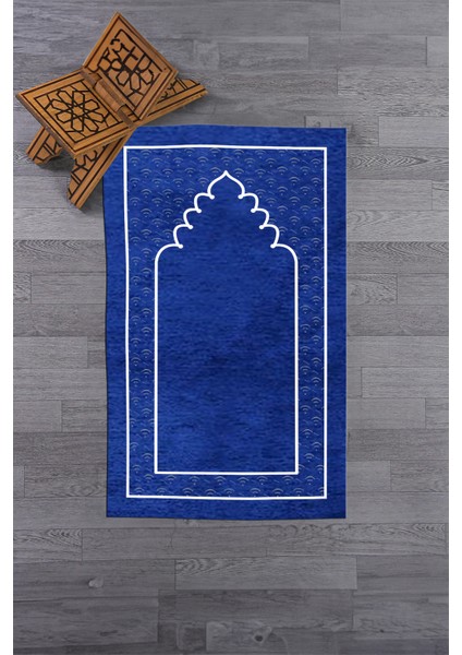 Dijital Baskılı Yıkanabilir Sade Desen Namazlık Seccade 70X130 Cm, Seccade-11-Mavi,