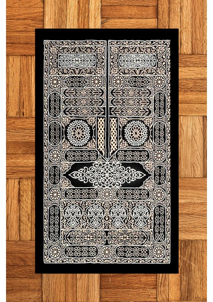 Dijital Baskılı Yıkanabilir Şık Tasarım Hediyelik Namaz Halısı Seccade 70X130CM, Seccade-50-Siyah,