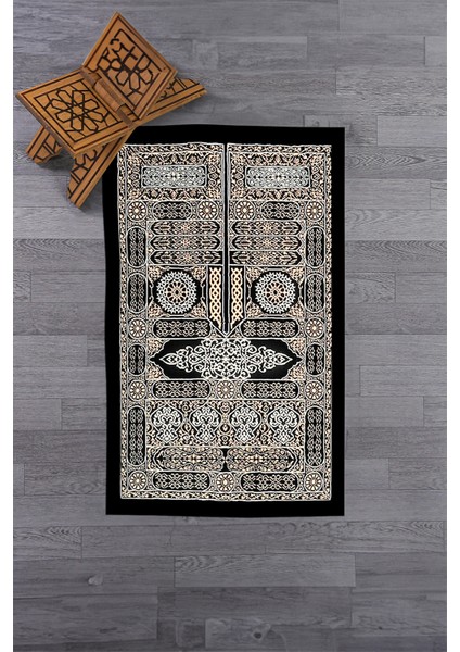 Dijital Baskılı Yıkanabilir Şık Tasarım Hediyelik Namaz Halısı Seccade 70X130CM, Seccade-50-Siyah, modelleri