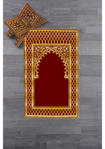 Dijital Baskılı Yıkanabilir Motifli 70X130 Namazlık Seccade, Seccade-01-Gold,