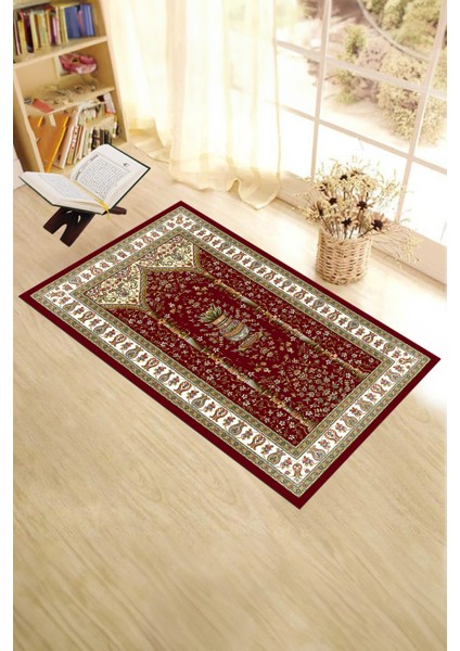 Dijital Baskılı Yıkanabilir Klasik Desenli Namazlık Seccade 70X130, Seccade-30-Kırmızı,