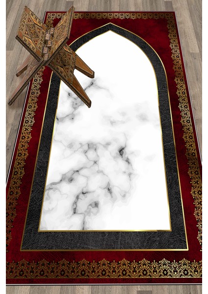 Dijital Baskılı Kaymaz Taban Yıkanabilir Modern Namazlık Seccade 70X130, Seccade-20-Kırmızı, modelleri