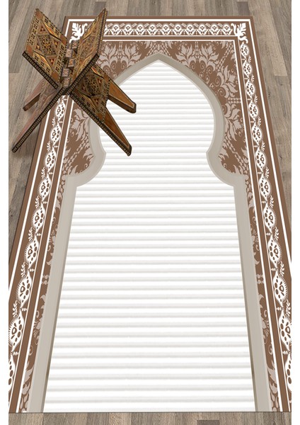 Dijital Baskılı Yıkanabilir Motifli Hediyelik Namazlık Seccade 70X130, Seccade-27-Kahve,