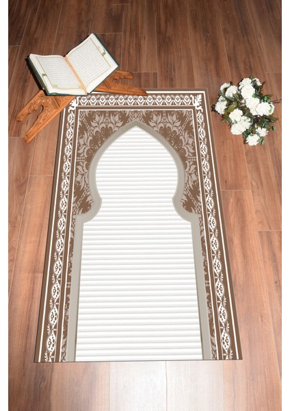 Dijital Baskılı Yıkanabilir Motifli Hediyelik Namazlık Seccade 70X130, Seccade-27-Kahve,