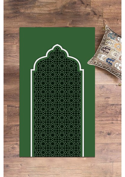 Dijital Baskılı Yıkanabilir Silinebilir Şık Namazlık Seccade 70X130 Cm, Seccade-08-Yeşil,