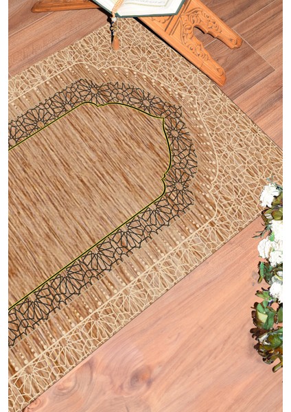 Dijital Baskılı Yıkanabilir Kaliteli Şık Namazlık Seccade 70X130 Cm, Seccade-09-Kahve,