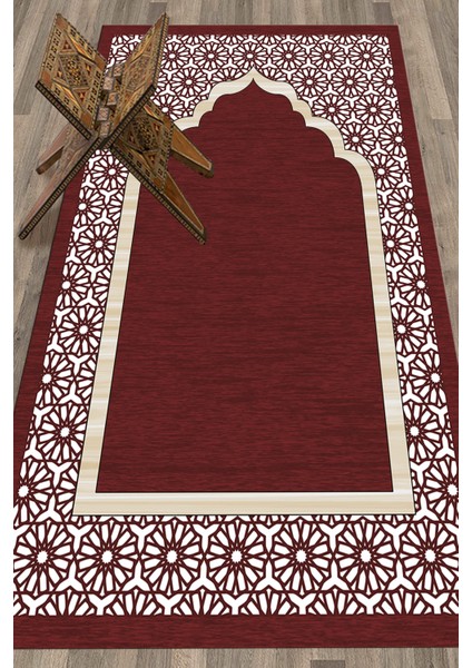 Dijital Baskılı Yıkanabilir Hediyelik Şık Namazlık Seccade 70X130 Cm, Seccade-17-Kırmızı, modelleri