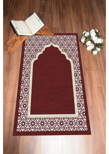 Dijital Baskılı Yıkanabilir Hediyelik Şık Namazlık Seccade 70X130 Cm, Seccade-17-Kırmızı, indirimleri
