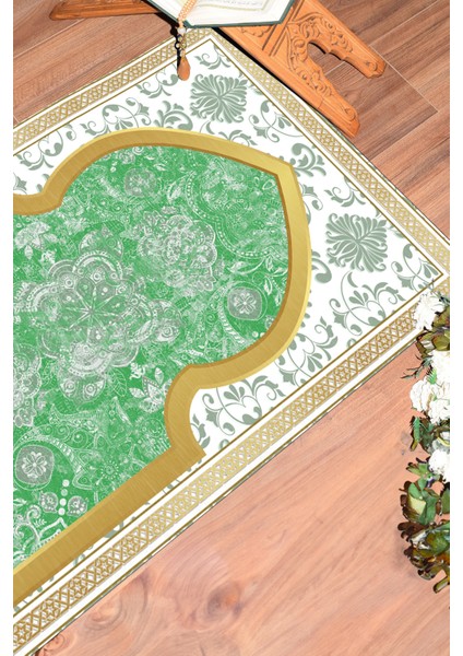 Dijital Baskılı Yıkanabilir Motifli Hediyelik Namazlık Seccade 70X130CM, Seccade-26-Yeşil,