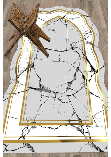 Dijital Baskılı Yıkanabilir Lazer Kesim Hediyelik Namazlık Seccade 70X130, Seccade-28-Gold,