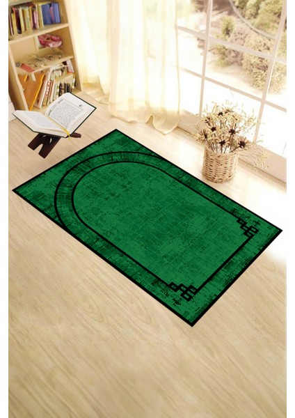 Dijital Baskılı Yıkanabilir Sade Desen Hediyelik Namazlık Seccade 70X130, Seccade-39-Yeşil,