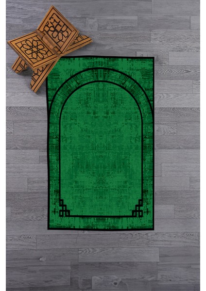 Dijital Baskılı Yıkanabilir Sade Desen Hediyelik Namazlık Seccade 70X130, Seccade-39-Yeşil,