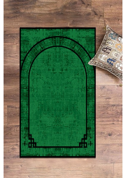 Dijital Baskılı Yıkanabilir Sade Desen Hediyelik Namazlık Seccade 70X130, Seccade-39-Yeşil,