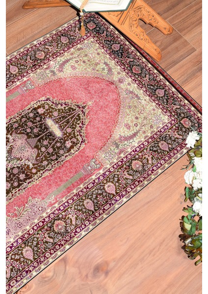 Dijital Baskılı Yıkanabilir Hediyelik Klasik Namazlık Seccade 70X130CM, Seccade-33-Kırmızı,