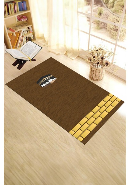 Dijital Baskılı Yıkanabilir Kabe Motifli Hediyelik Namaz Halısı Seccade 70X130, Seccade-45-Kahve, fiyatları