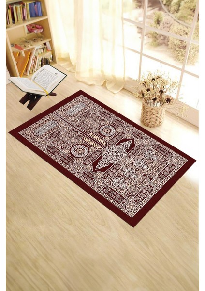 Dijital Baskılı Yıkanabilir Şık Tasarım Hediyelik Namaz Halısı Seccade 70X130CM, Seccade-50-Kırmızı,