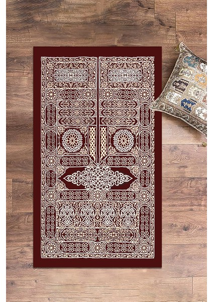 Dijital Baskılı Yıkanabilir Şık Tasarım Hediyelik Namaz Halısı Seccade 70X130CM, Seccade-50-Kırmızı,