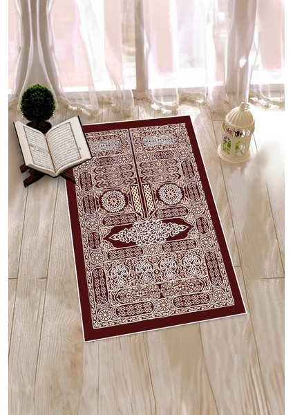 Dijital Baskılı Yıkanabilir Şık Tasarım Hediyelik Namaz Halısı Seccade 70X130CM, Seccade-50-Kırmızı,