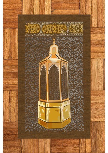 Dijital Baskılı Yıkanabilir Hediyelik Namaz Halısı Seccade 70X130CM, Seccade-43-Kahve,
